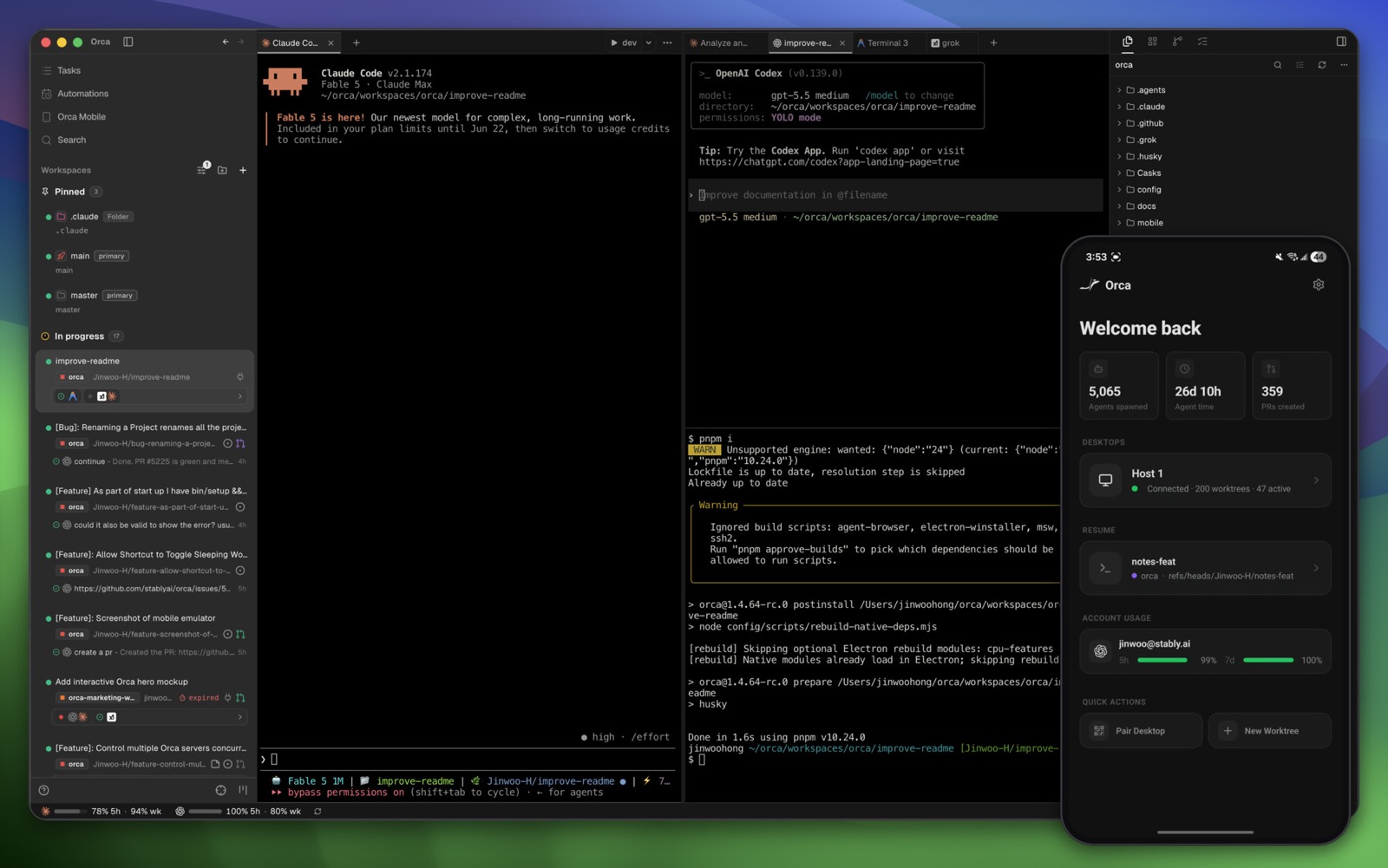 Pebble desktop running agents in parallel worktrees